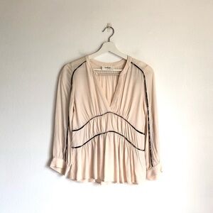 ba&sh Faro Cream Floral Piping Blouse Top Size XS / US 4